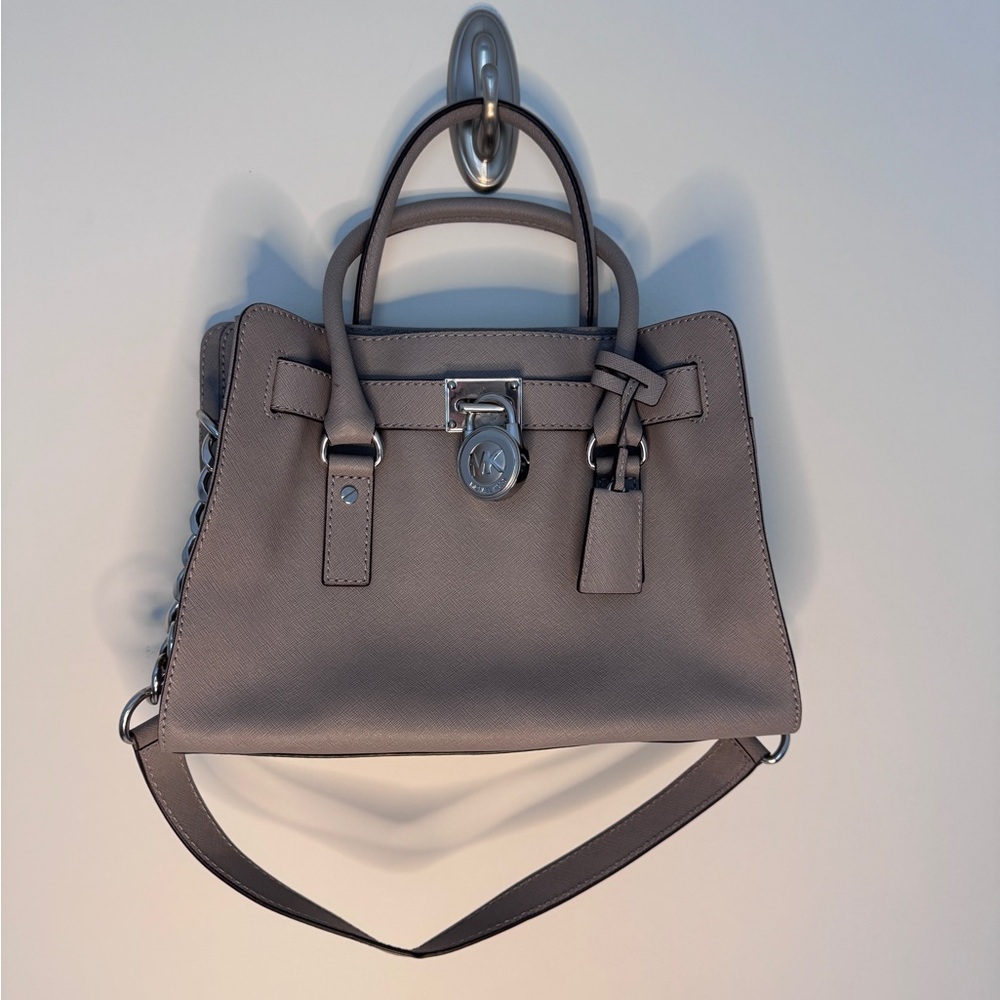 Michael Kors Grey Saffiano Leather Satchel – Structured Tote